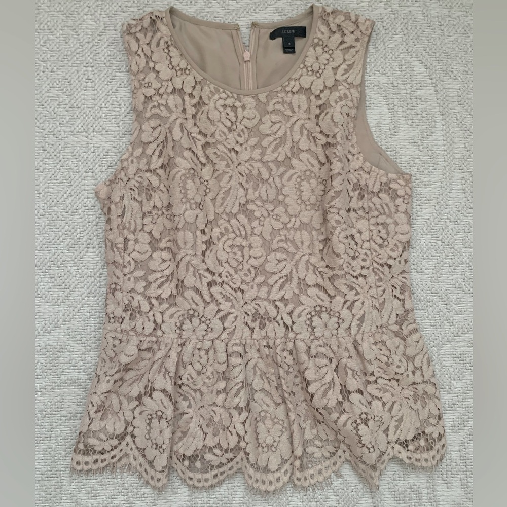 J.Crew - Sleeveless Lace Peplum Top
